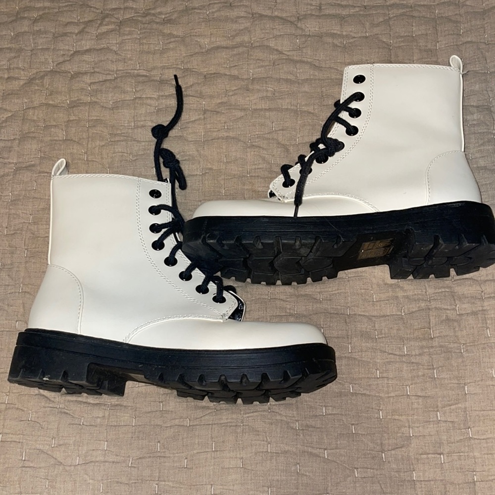 White combat boots